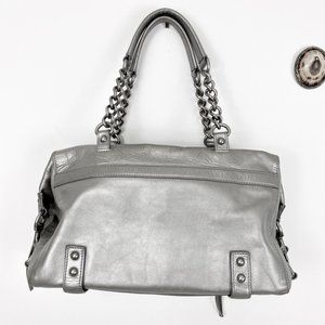 Club Monaco Silver Satin Leather Handbag